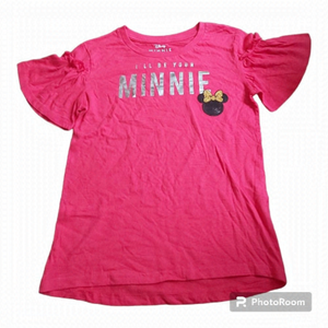 DISNEY'S Women's Minnie Mouse 100% Cotton Red Ruffled Short Sleeve Top - Size XS